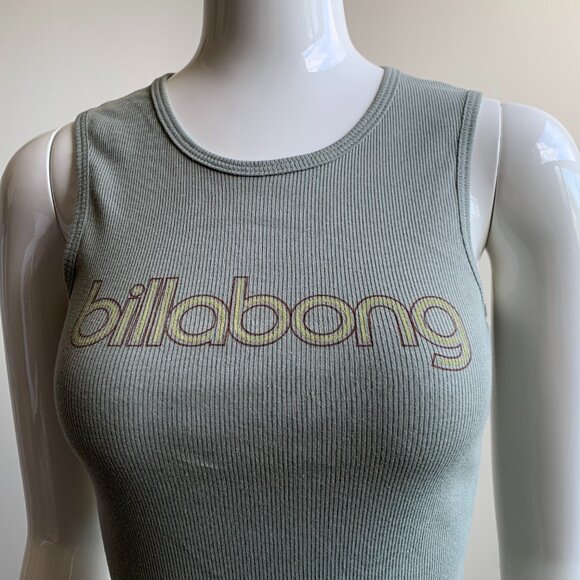 Billabong surf olive green cotton ribbed logo tank top - Picture 3 of 4